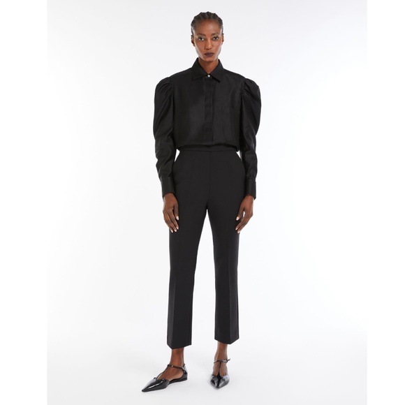 MaxMara‎ Virgin Wool Trouser Black Classic Straight Leg - Size 6 - Picture 7 of 7